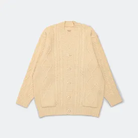 5G Wool Cable Knit PROFILE RAINBOWY Patch Cardigan - Nat