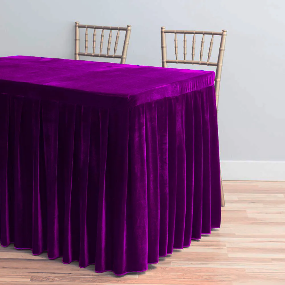 8 ft. Fitted Velvet Table Skirt (7 Colors)