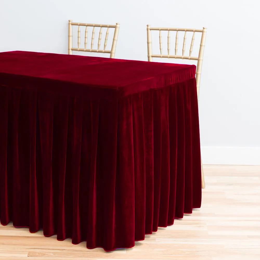 8 ft. Fitted Velvet Table Skirt (7 Colors)