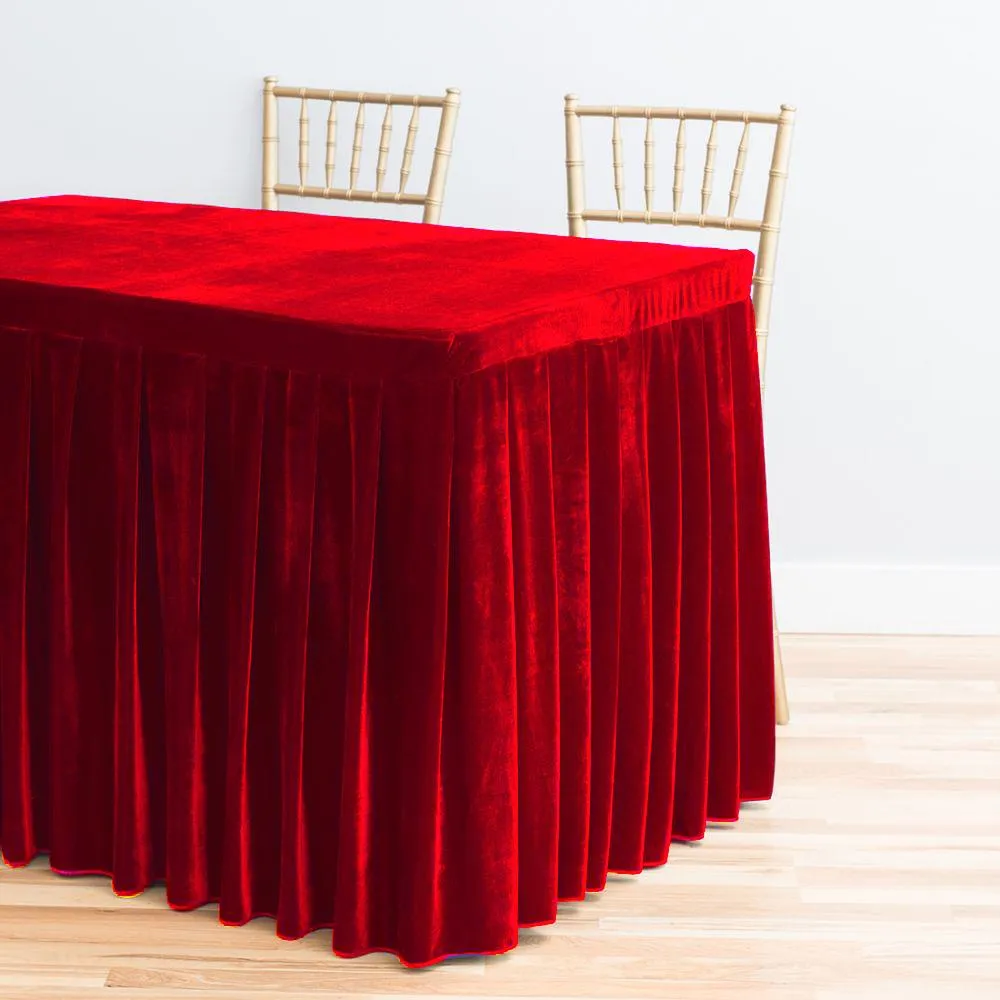 8 ft. Fitted Velvet Table Skirt (7 Colors)