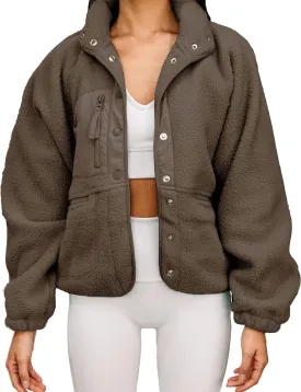Aoang Womens Winter Coats Casual Lapel Long Sleeve Fleece Faux Fur Jacket