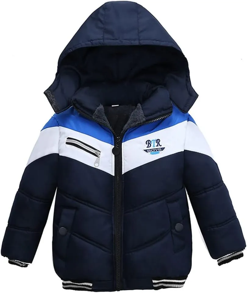 Boys Down Jacket Windproof Warm Parka Padded Thick Outerwear Winter Fleece Lined Thicken Outdoor Clothes for Kids