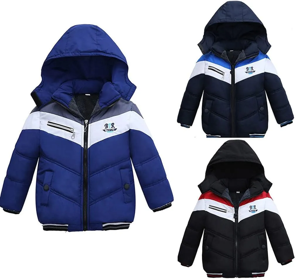 Boys Down Jacket Windproof Warm Parka Padded Thick Outerwear Winter Fleece Lined Thicken Outdoor Clothes for Kids