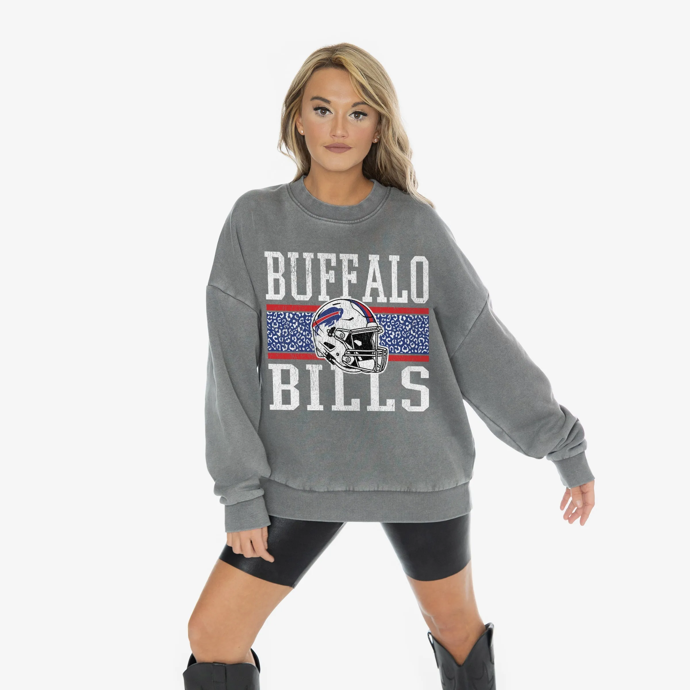 BUFFALO BILLS IN THE WILD VINTAGE WASH OVERSIZED CREWNECK FLEECE
