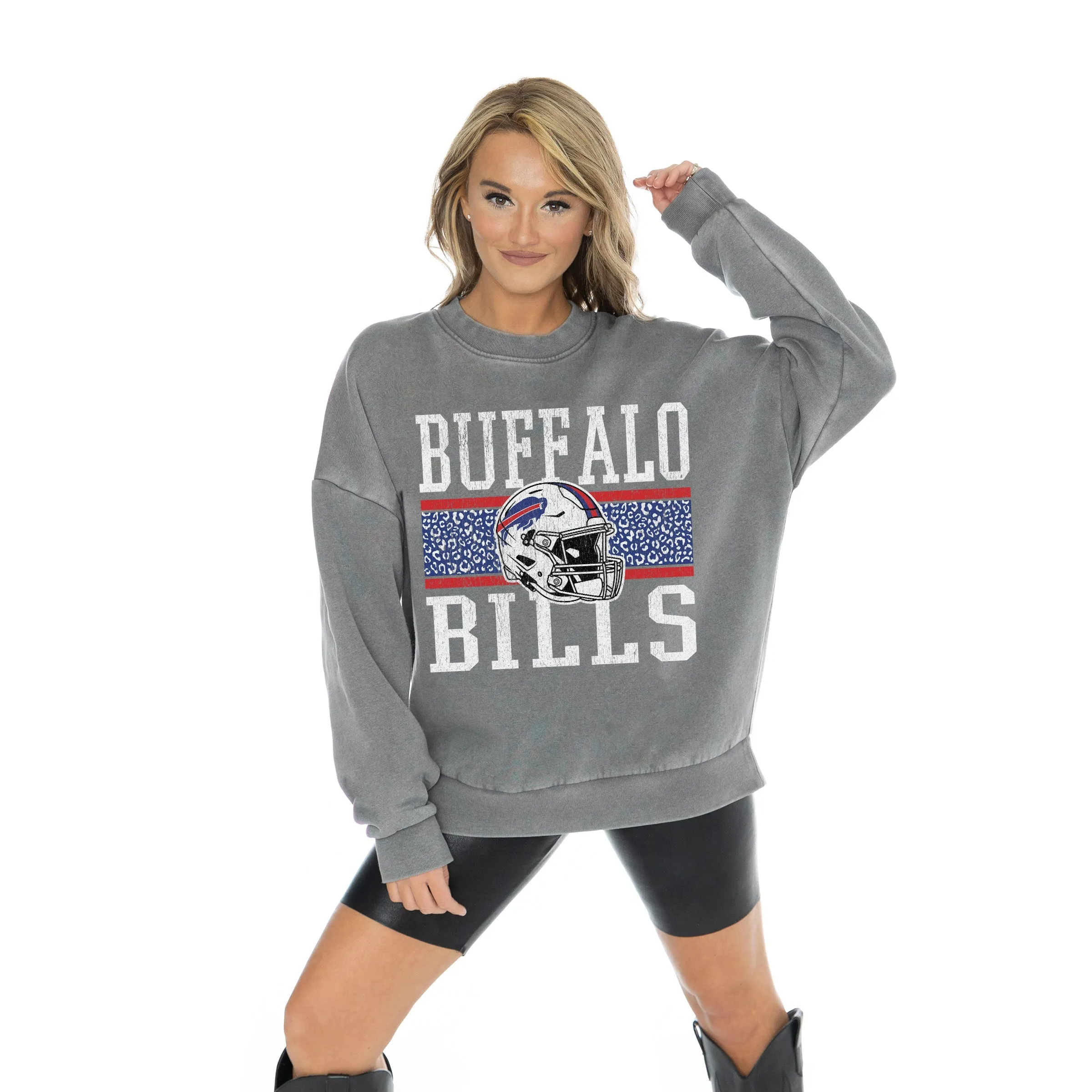 BUFFALO BILLS IN THE WILD VINTAGE WASH OVERSIZED CREWNECK FLEECE