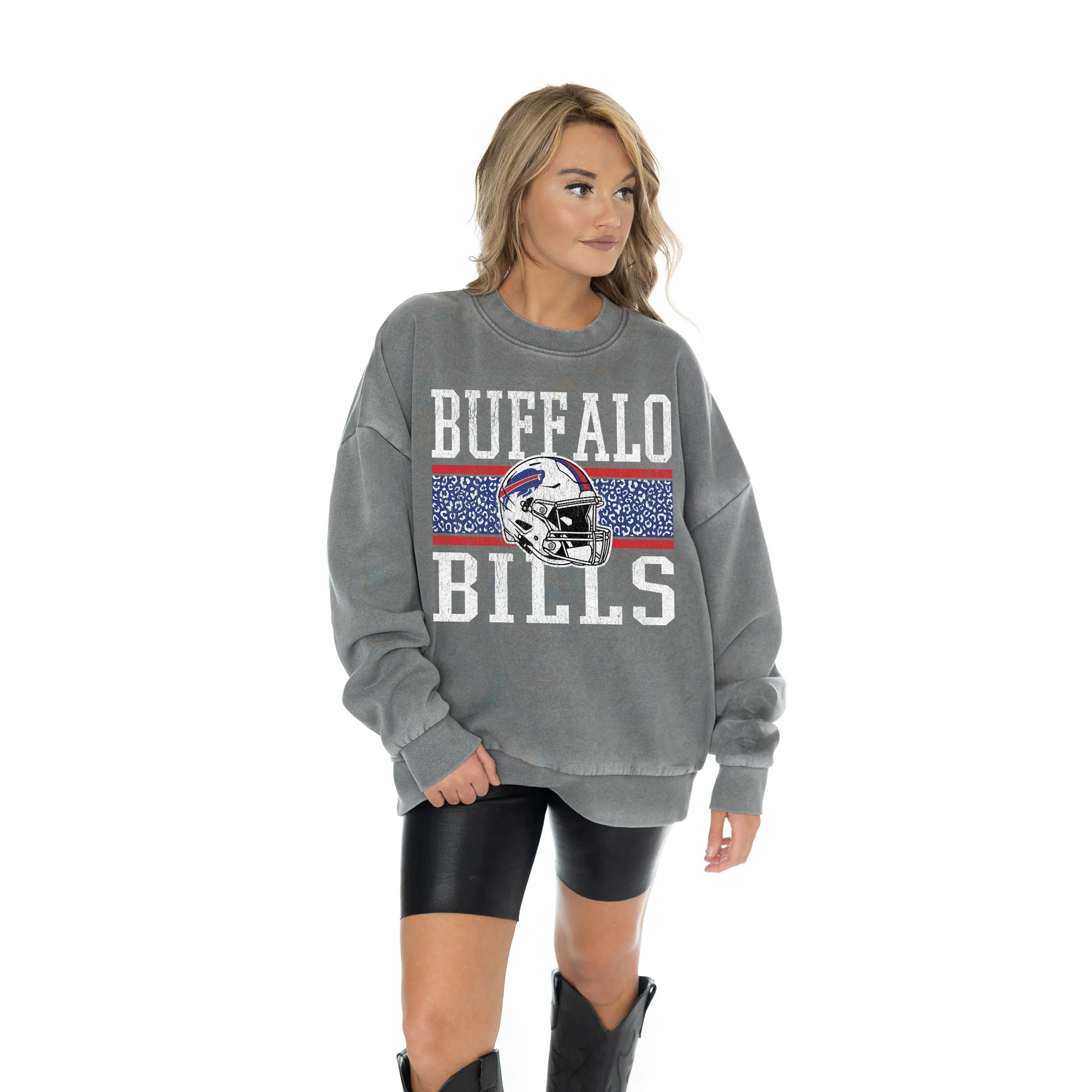 BUFFALO BILLS IN THE WILD VINTAGE WASH OVERSIZED CREWNECK FLEECE