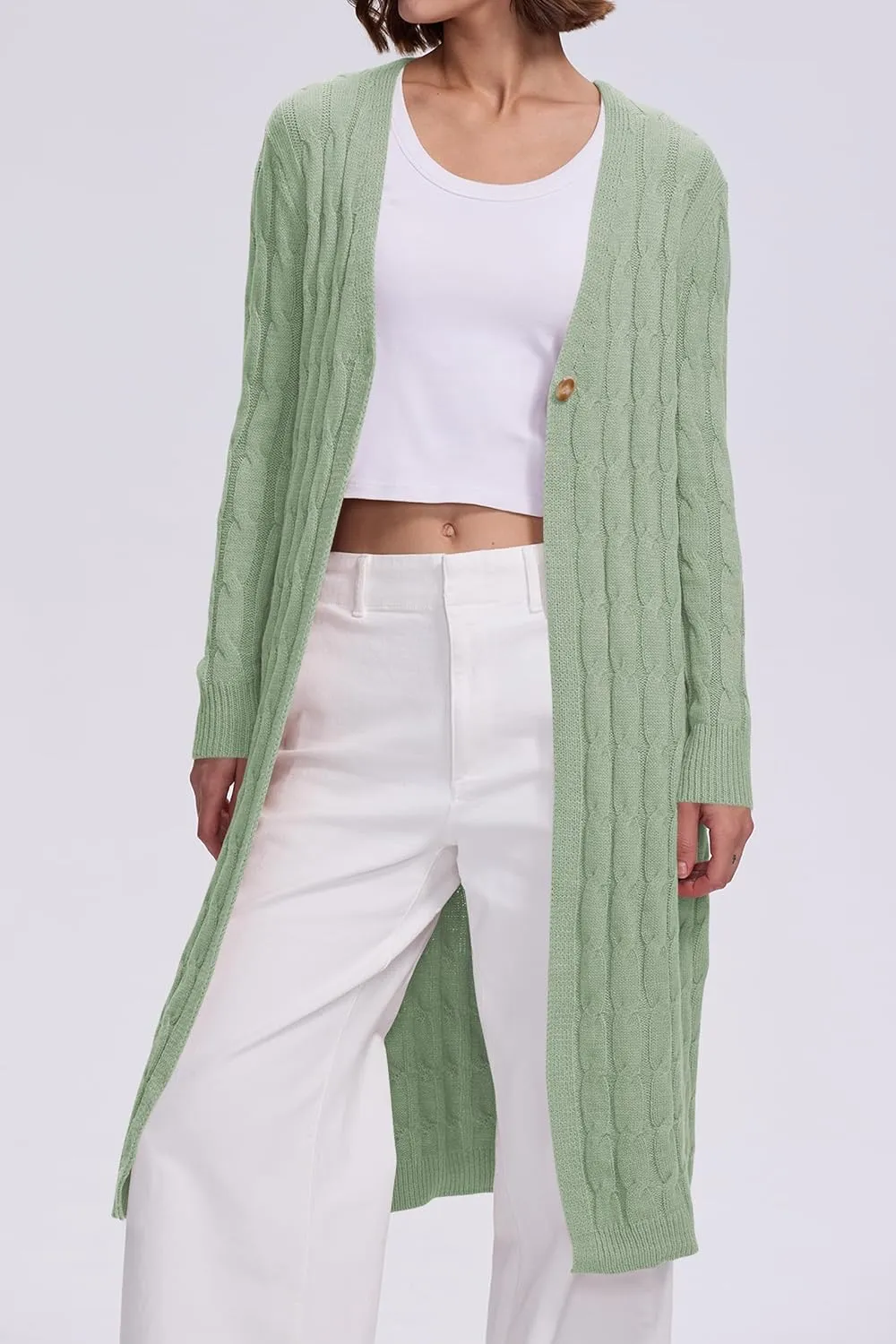 Cakulo Womens Long Cardigans Cable Knit Chunky Cardigan Sweaters Trendy Open Front Fall Sweater Coats 2025