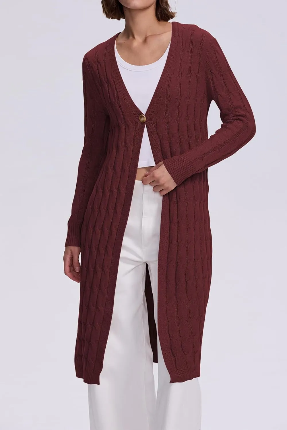 Cakulo Womens Long Cardigans Cable Knit Chunky Cardigan Sweaters Trendy Open Front Fall Sweater Coats 2025