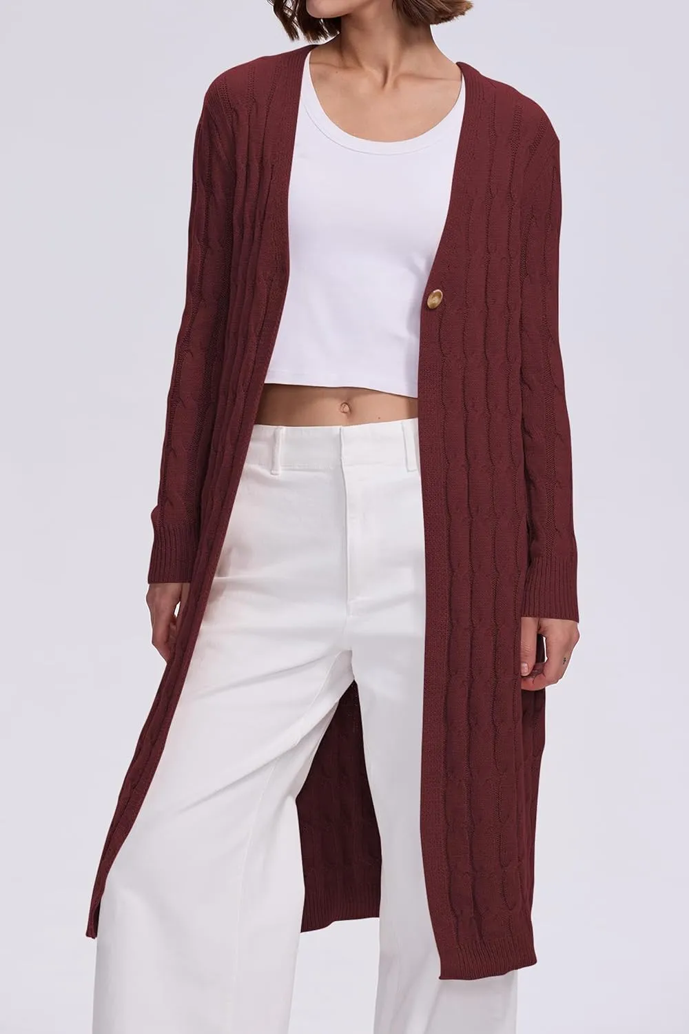 Cakulo Womens Long Cardigans Cable Knit Chunky Cardigan Sweaters Trendy Open Front Fall Sweater Coats 2025