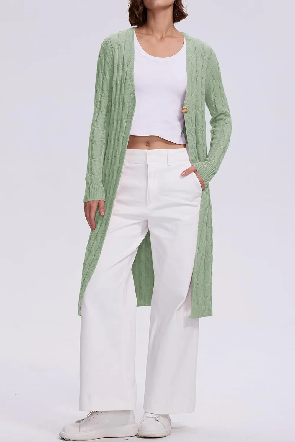 Cakulo Womens Long Cardigans Cable Knit Chunky Cardigan Sweaters Trendy Open Front Fall Sweater Coats 2025