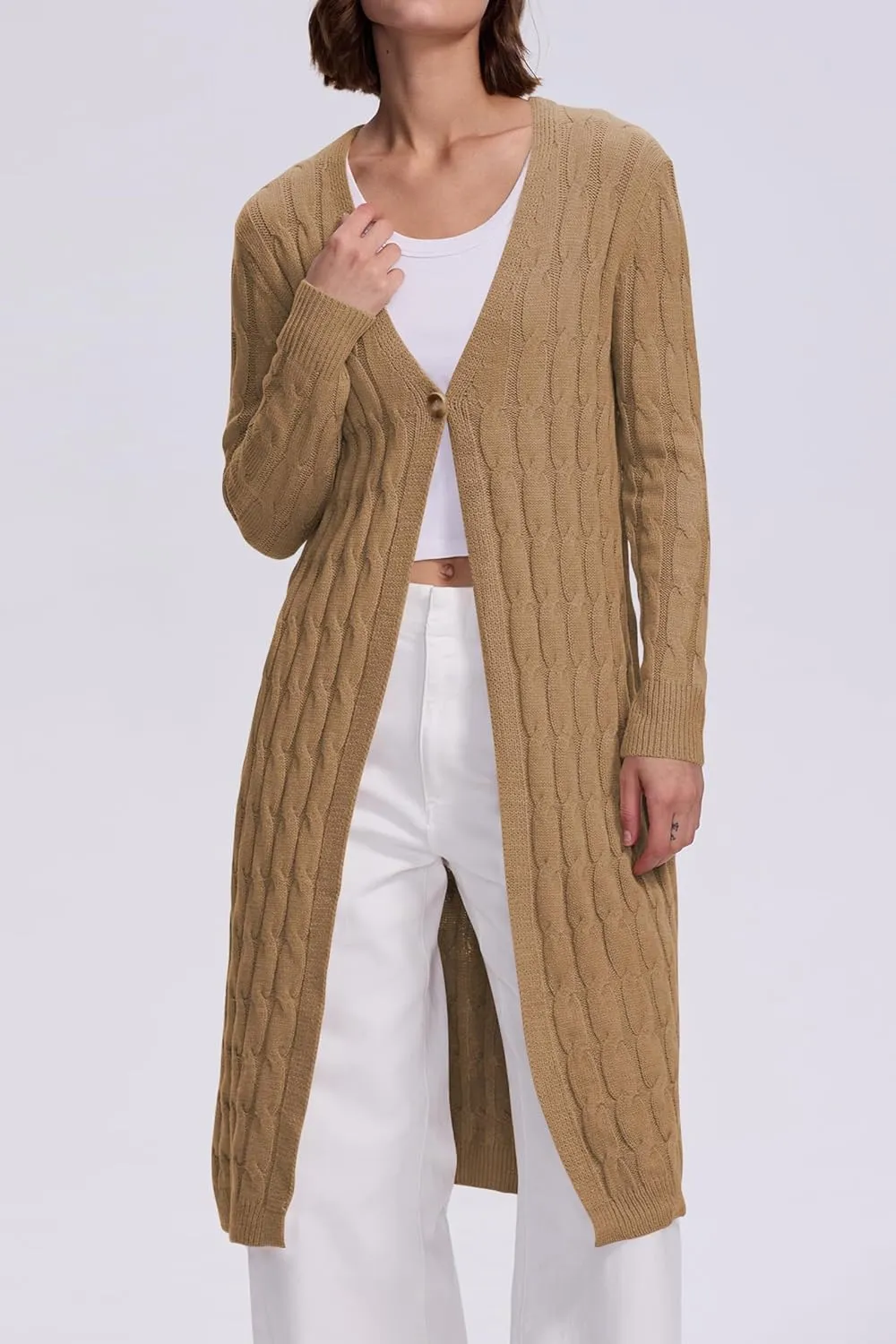 Cakulo Womens Long Cardigans Cable Knit Chunky Cardigan Sweaters Trendy Open Front Fall Sweater Coats 2025