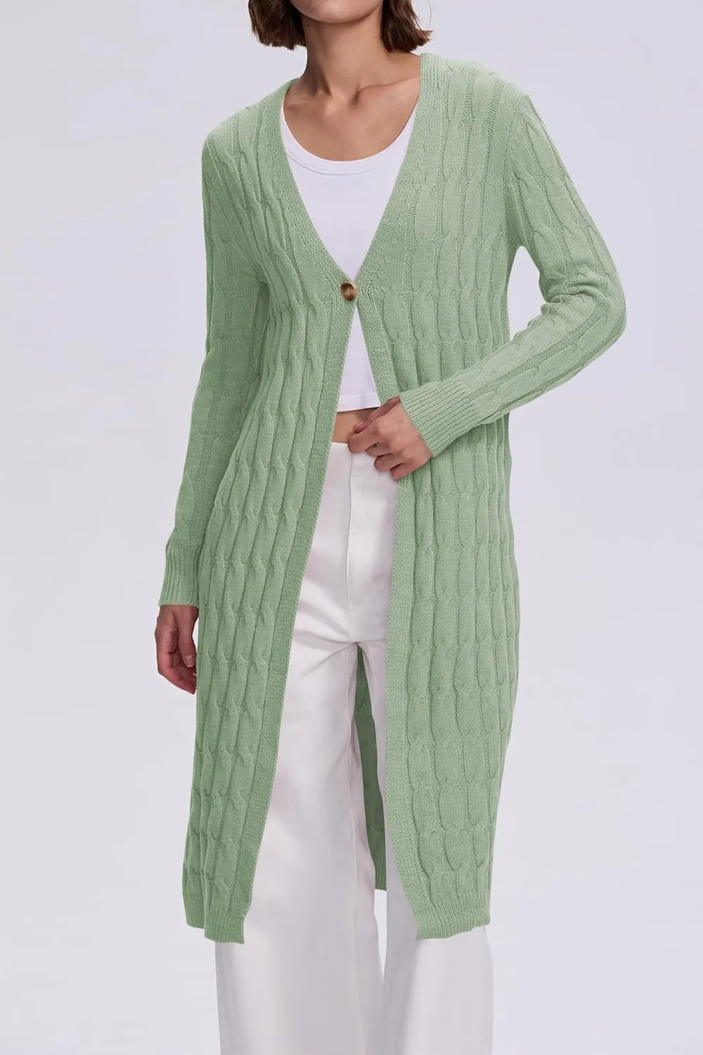 Cakulo Womens Long Cardigans Cable Knit Chunky Cardigan Sweaters Trendy Open Front Fall Sweater Coats 2025