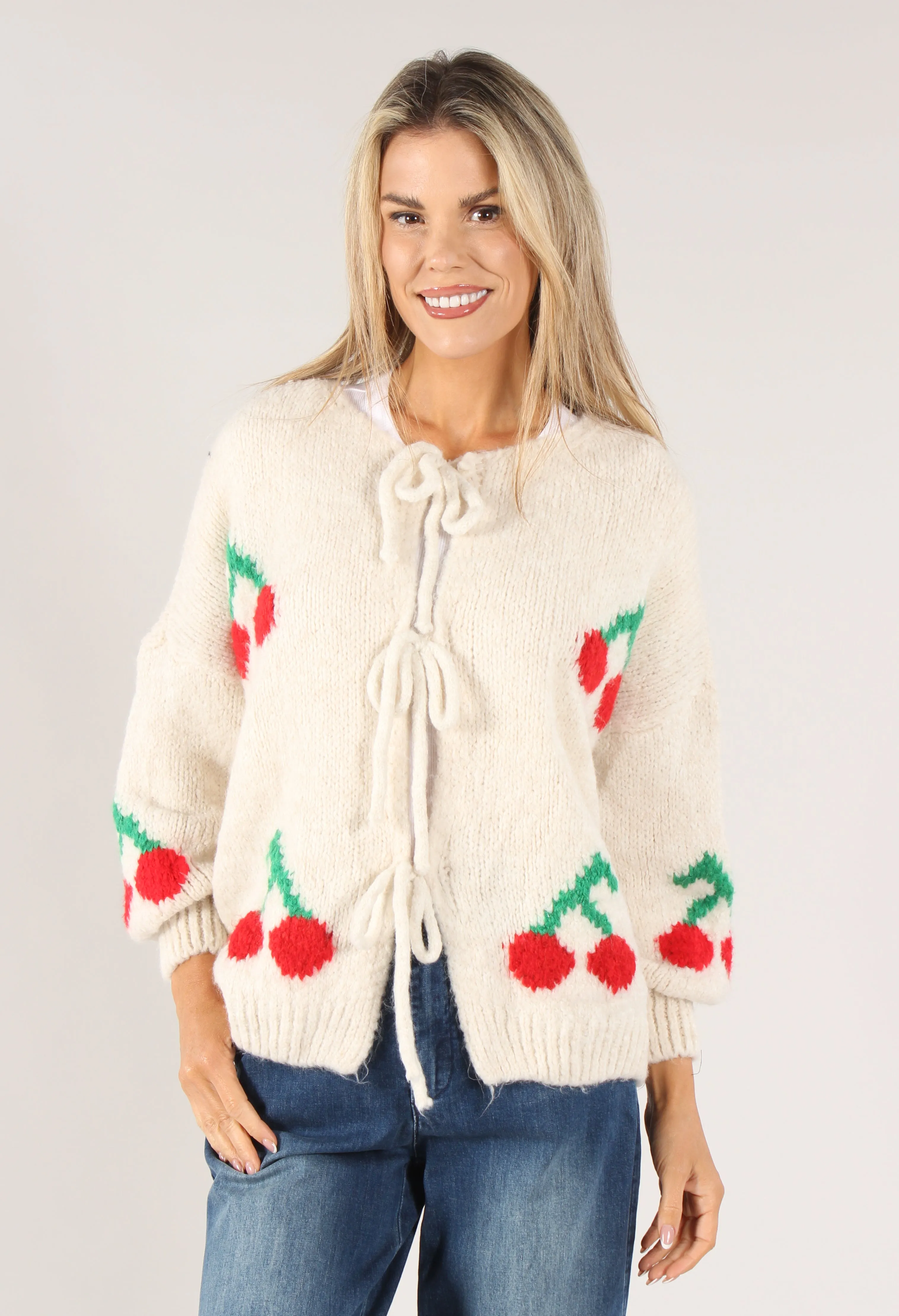 Cherry Tie Knit Jumper