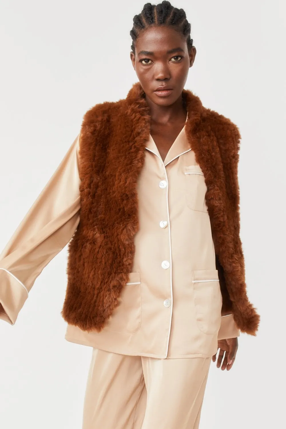 Cissy Strut Hand Knitted Faux Fur Gilet