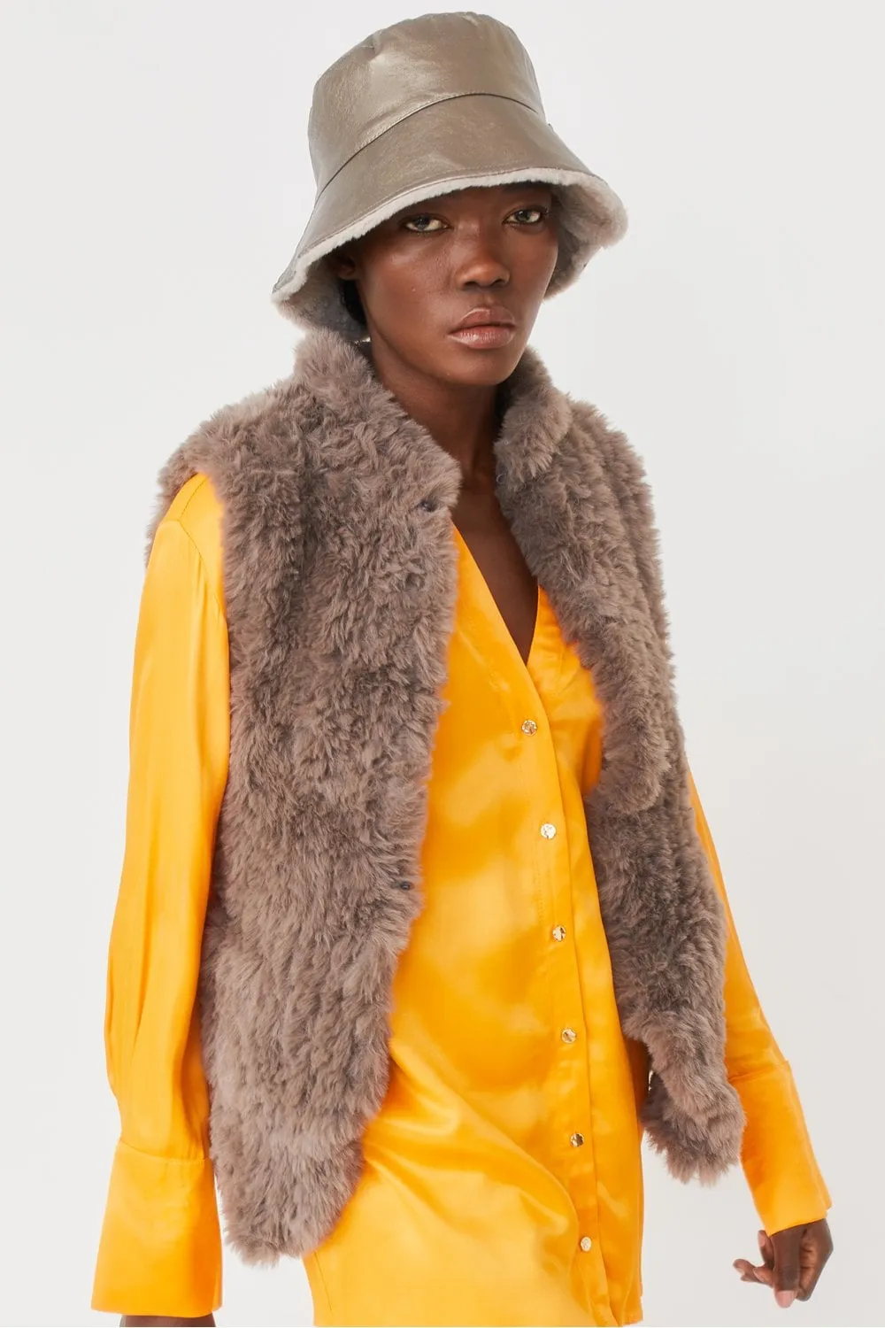 Cissy Strut Hand Knitted Faux Fur Gilet
