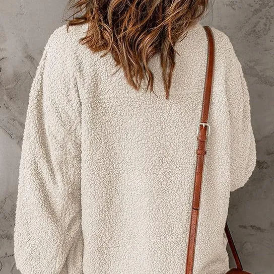 Cropped Pocket Wool Grain Fleece Lamb Jacket Wholesale Womens Clothing N3823100900012