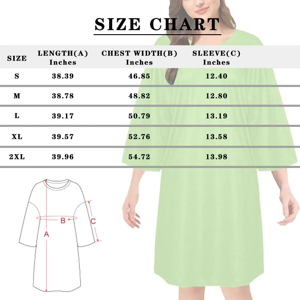 Custom Pet Face Bone Paw Heart Women's Oversized Sleep Tee Nightdress Personalized Loose Nightshirt