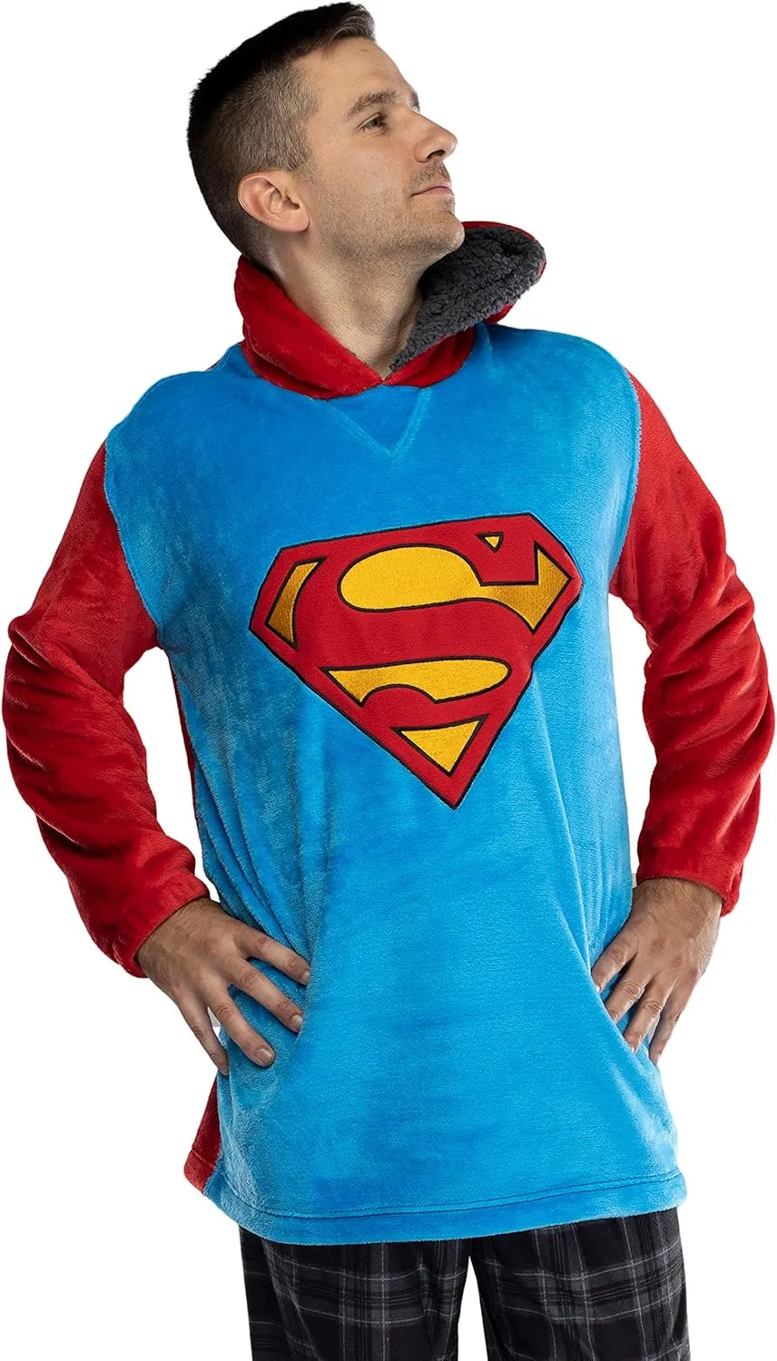 DC Comics Justice League Mens Oversized Sherpa Sweatshirt Lounge Hoodie