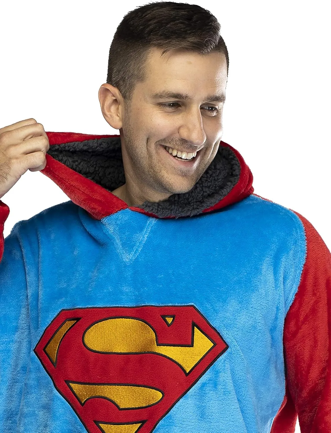 DC Comics Justice League Mens Oversized Sherpa Sweatshirt Lounge Hoodie