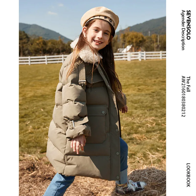 Down Jacket Mid-Length Children's Winter Thick Coat Children GIRL'S down Coat