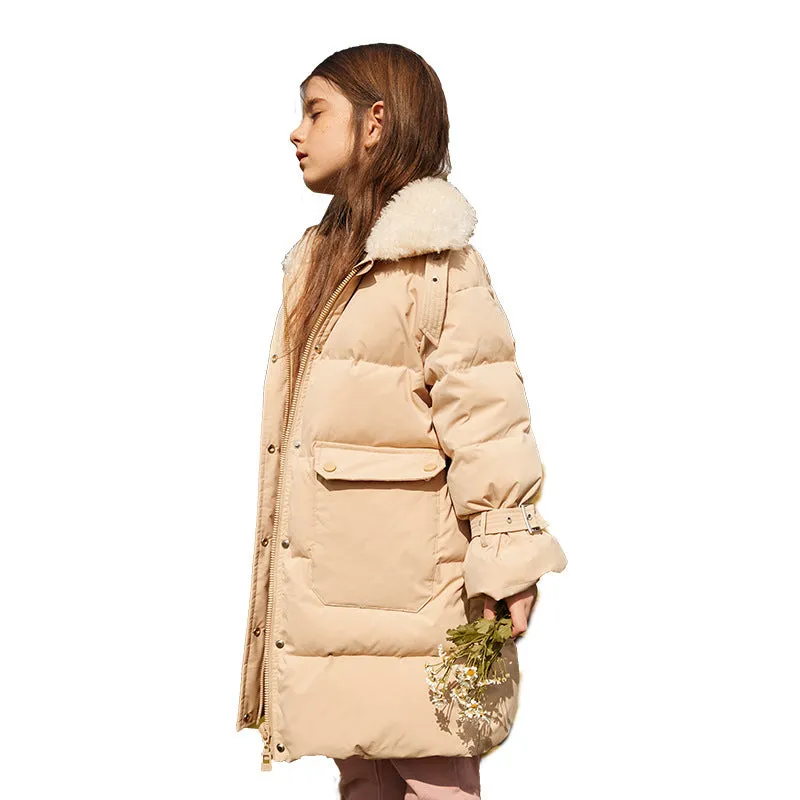 Down Jacket Mid-Length Children's Winter Thick Coat Children GIRL'S down Coat