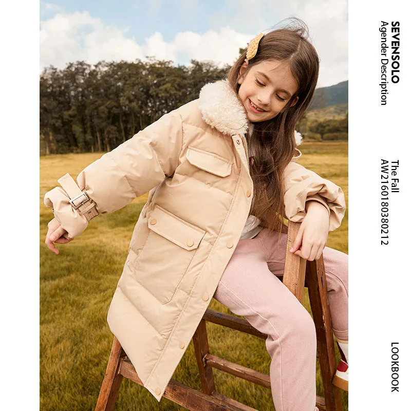 Down Jacket Mid-Length Children's Winter Thick Coat Children GIRL'S down Coat