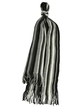 Dylan Striped Cable Knitted Scarf in Black / Grey