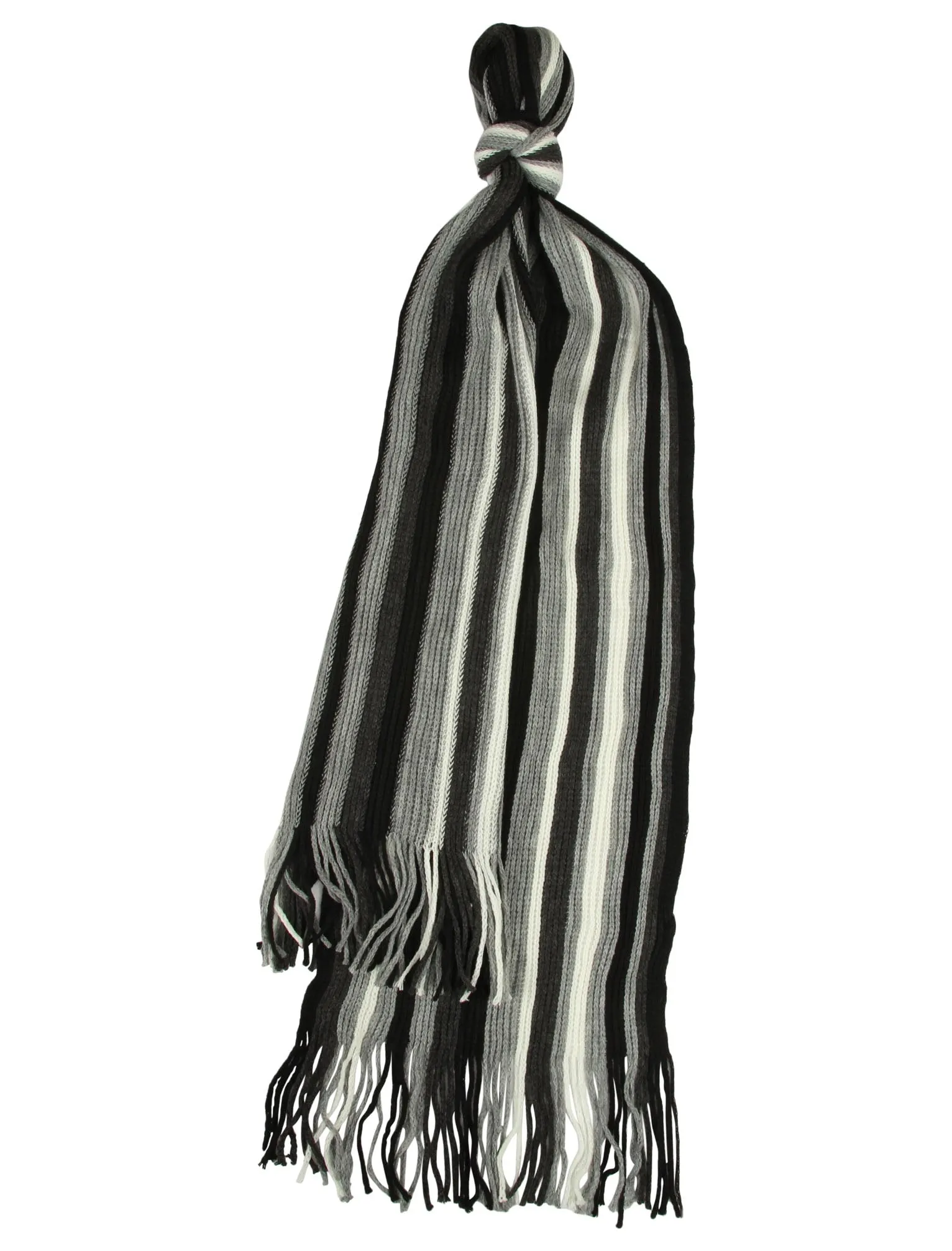 Dylan Striped Cable Knitted Scarf in Black / Grey