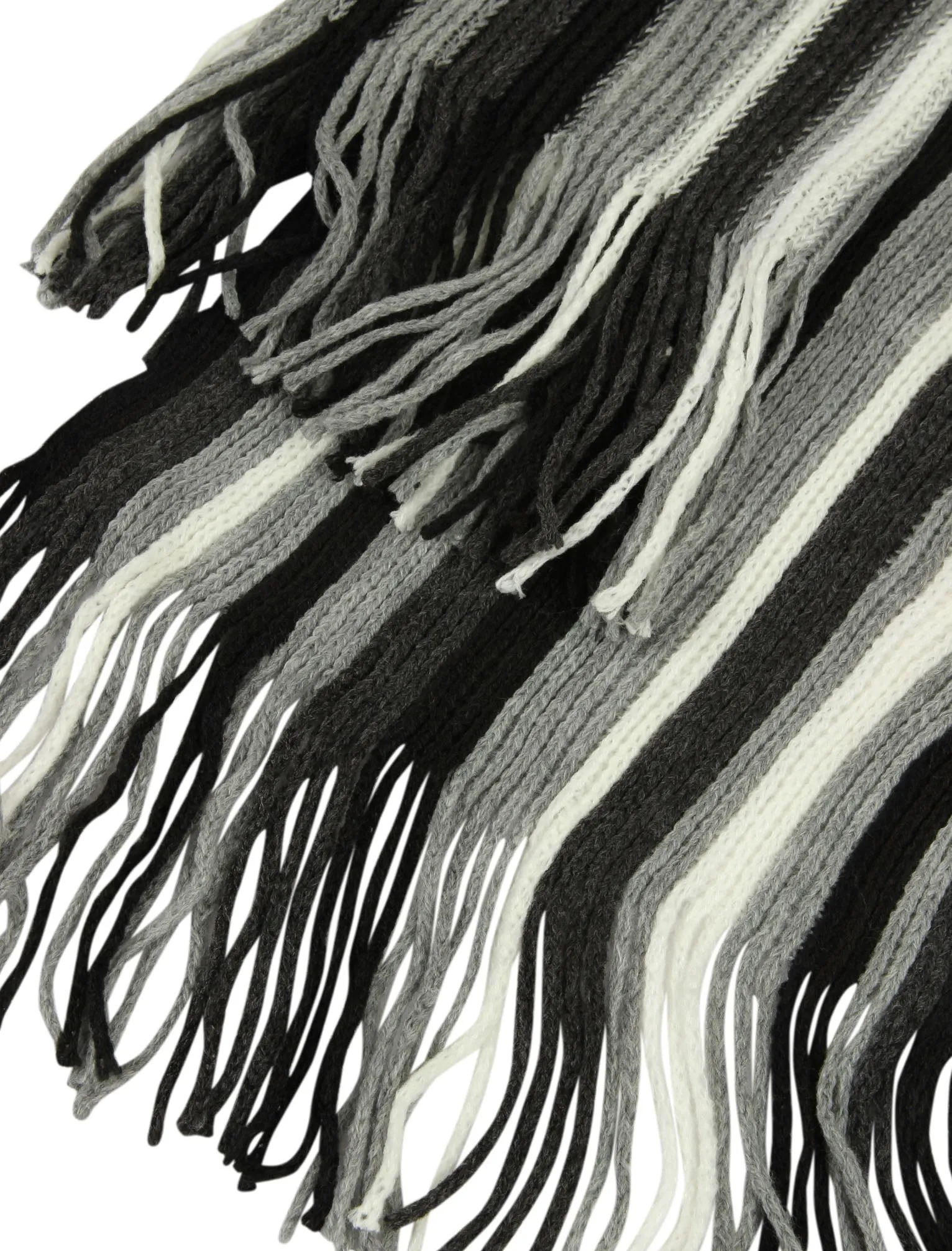 Dylan Striped Cable Knitted Scarf in Black / Grey