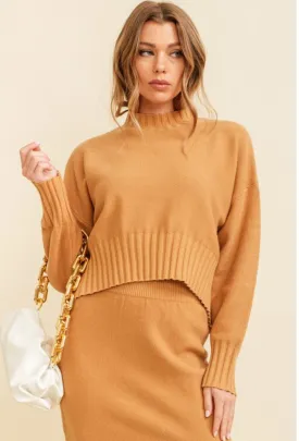Eileen Mock Neck Sweater: Camel
