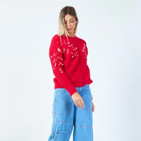 Embellished knit sweater with sequin details wholesale