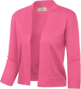 GRACE KARIN Women's 3/4 Sleeve Cardigan Knit Sweaters Cropped Open Front Shrug Bolero