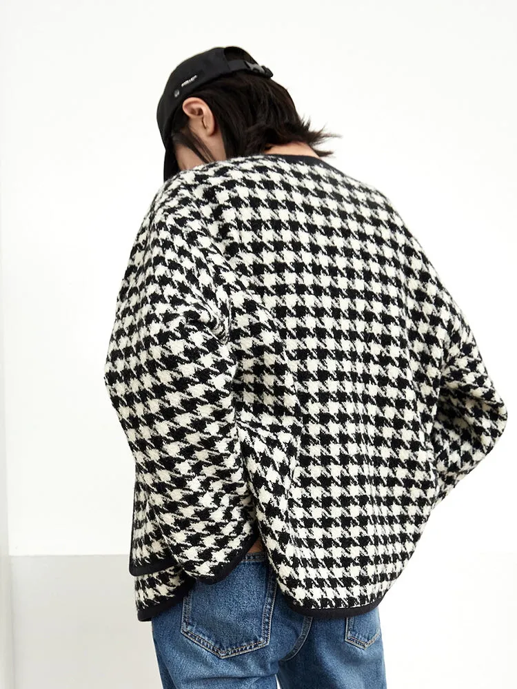 Houndstooth Collarless Jacket