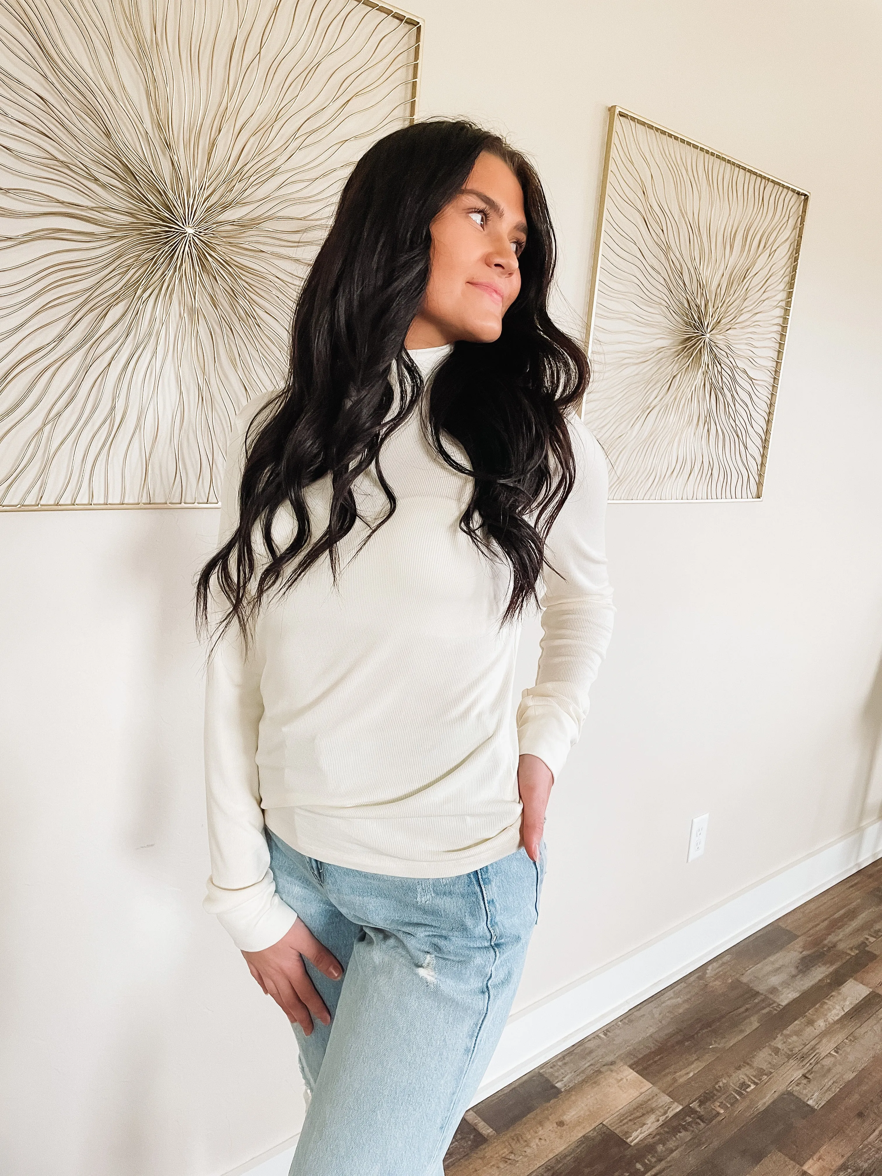 Livie Mock Neck Long Sleeve Top