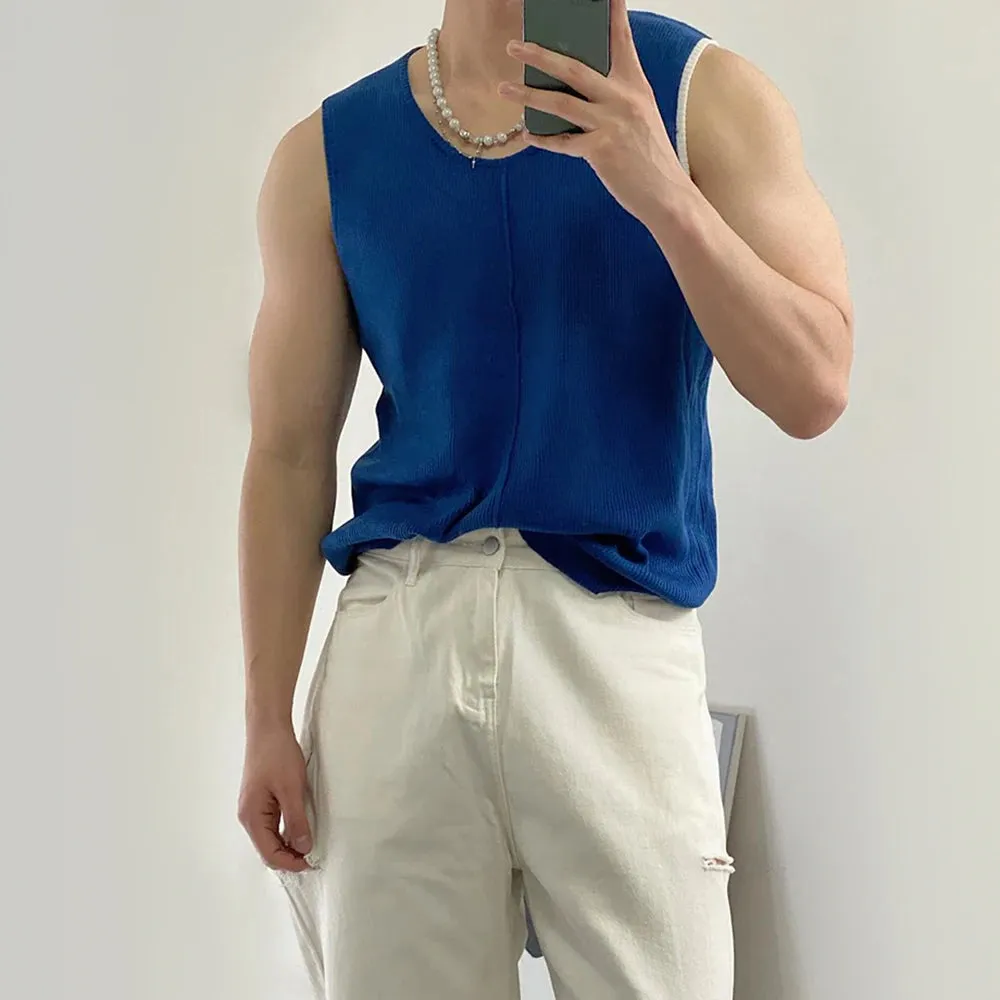 Mens Asexualized Sexy Knitted Crocheted Camisole Vest