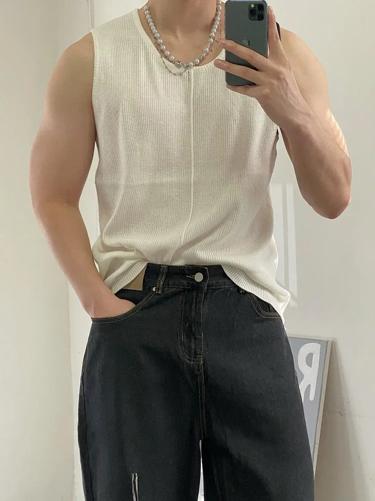Mens Asexualized Sexy Knitted Crocheted Camisole Vest