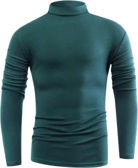 Mens Basic Mock Neck Long Sleeve Soft Knit Fitted Undershirt Sweater T-Shirt Pullover Tops