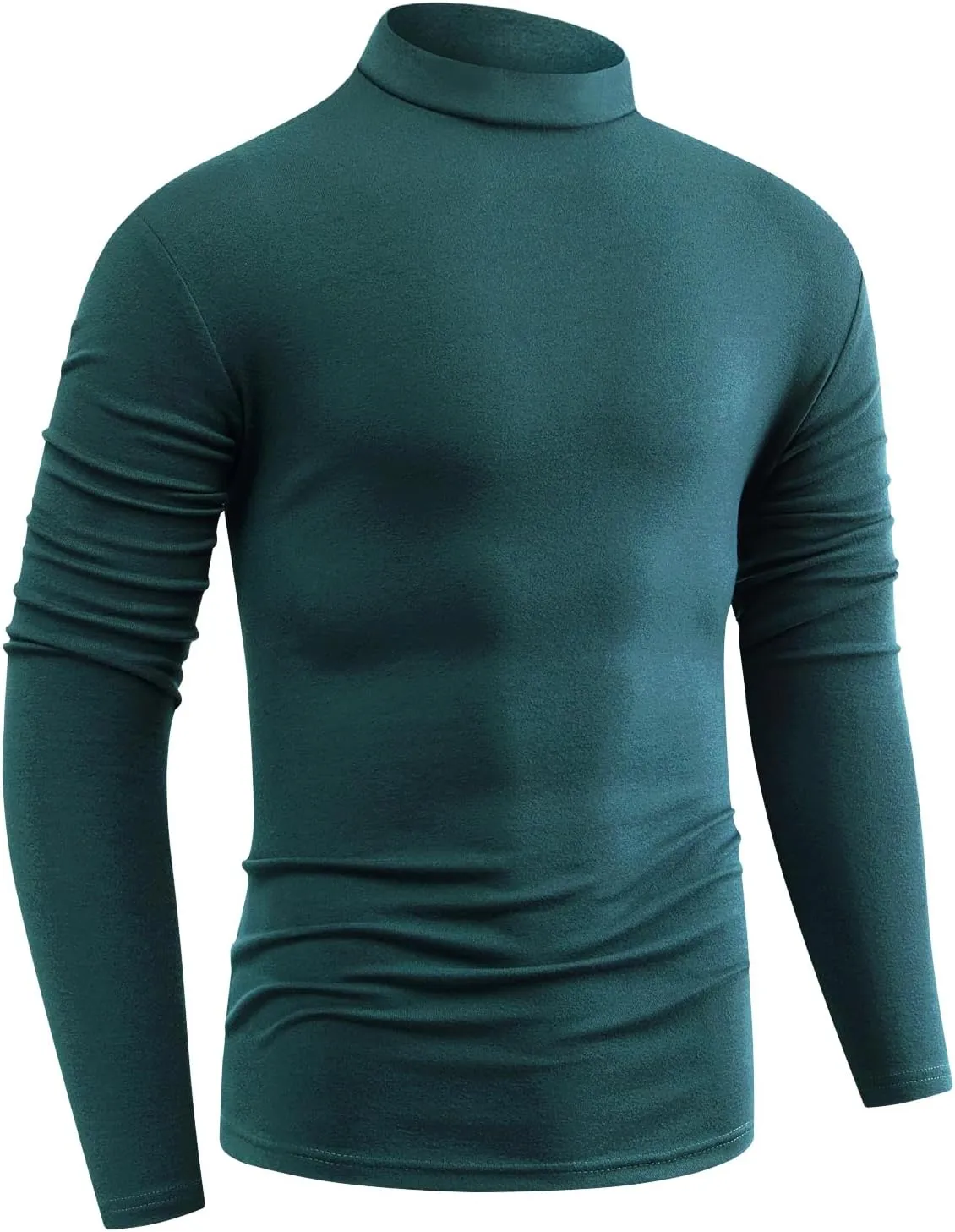 Mens Basic Mock Neck Long Sleeve Soft Knit Fitted Undershirt Sweater T-Shirt Pullover Tops