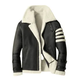 Men's Black & White Faux Shearling B3 Bomber Jacket