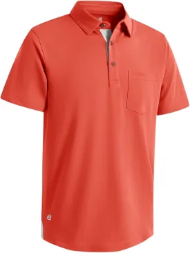 Mens Long and Short Sleeve Polo Shirts Pocket Casual Solid Cotton Blend Drop Cut Collared Polo Shirts for Men