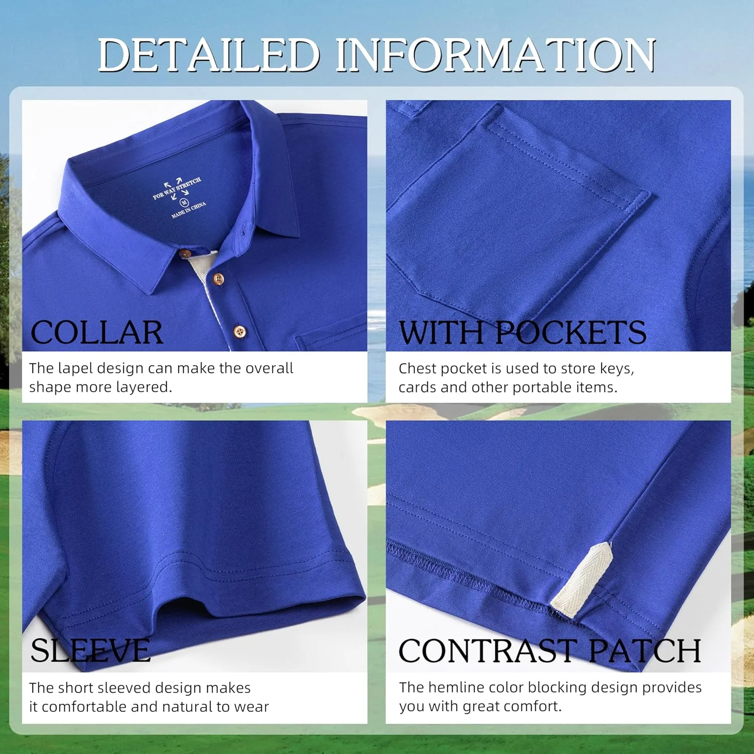 Men's Polo Shirts Short Sleeve Cotton Blend Moisture Wicking Dry Fit Performance Collared Golf Shirts for Men