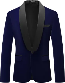 Mens Velvet Blazer Slim Fit Tuxedo Suits Jacket Shawl Collar Solid Jacket Wedding Dinner Prom One Button Blazer Jacket