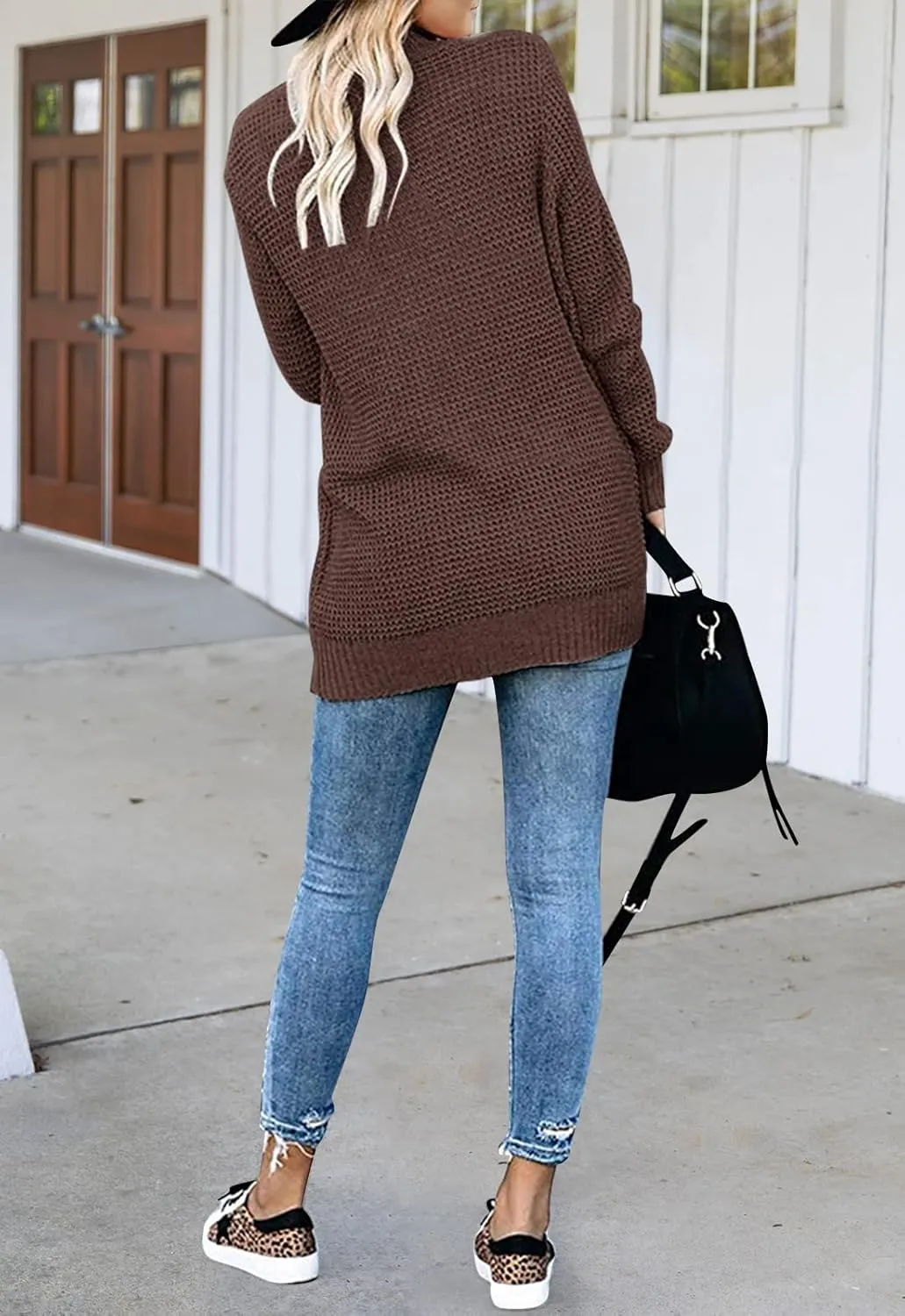 MEROKEETY Womens Long Sleeve Open Front Cardigans Chunky Knit Draped Sweaters Outwear