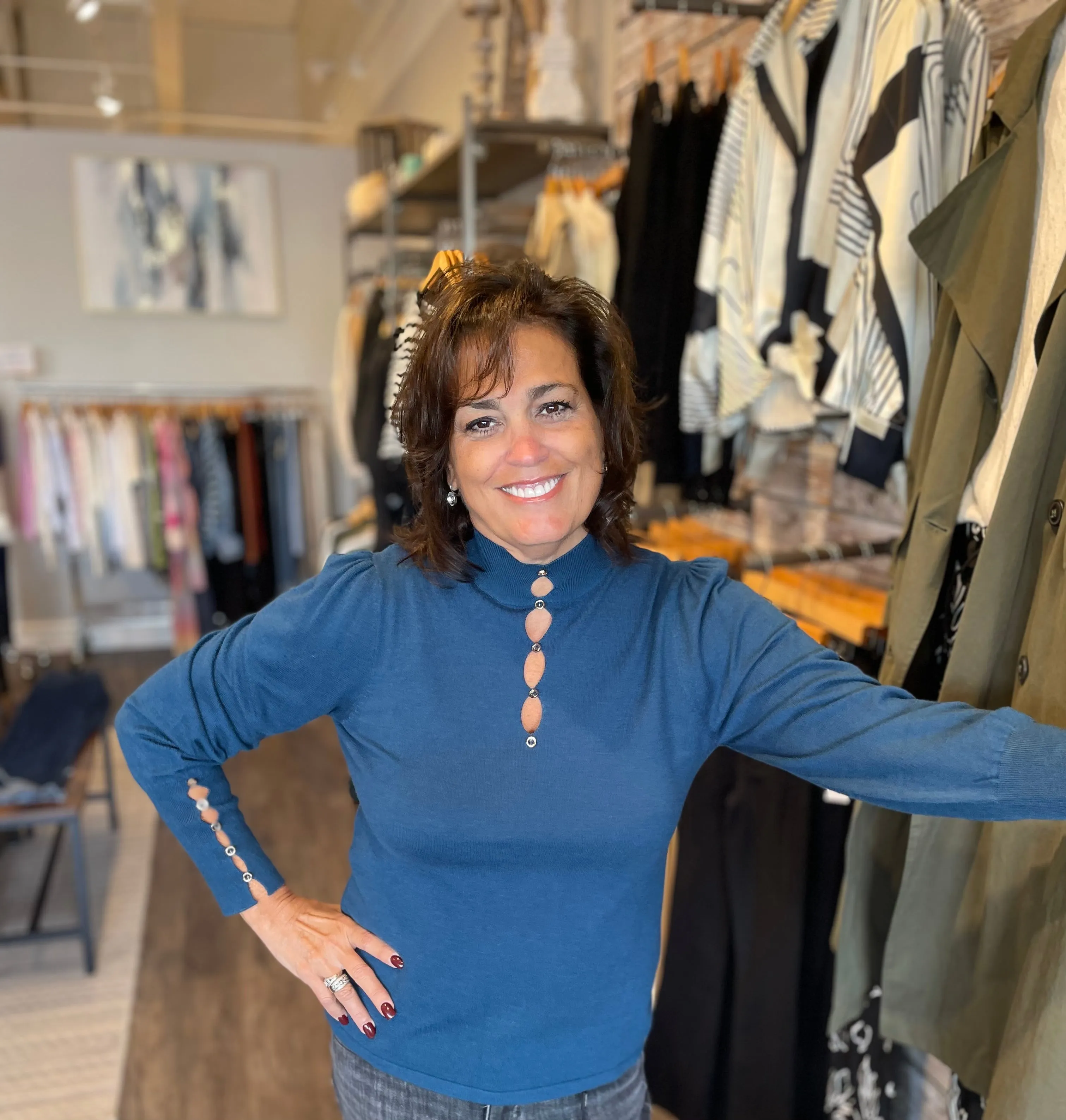Mock Neck Button Sweater