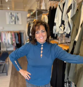 Mock Neck Button Sweater