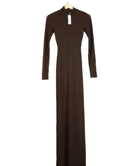 Naked Wardrobe Brown Smooth Mock Neck Maxi Dress UK S