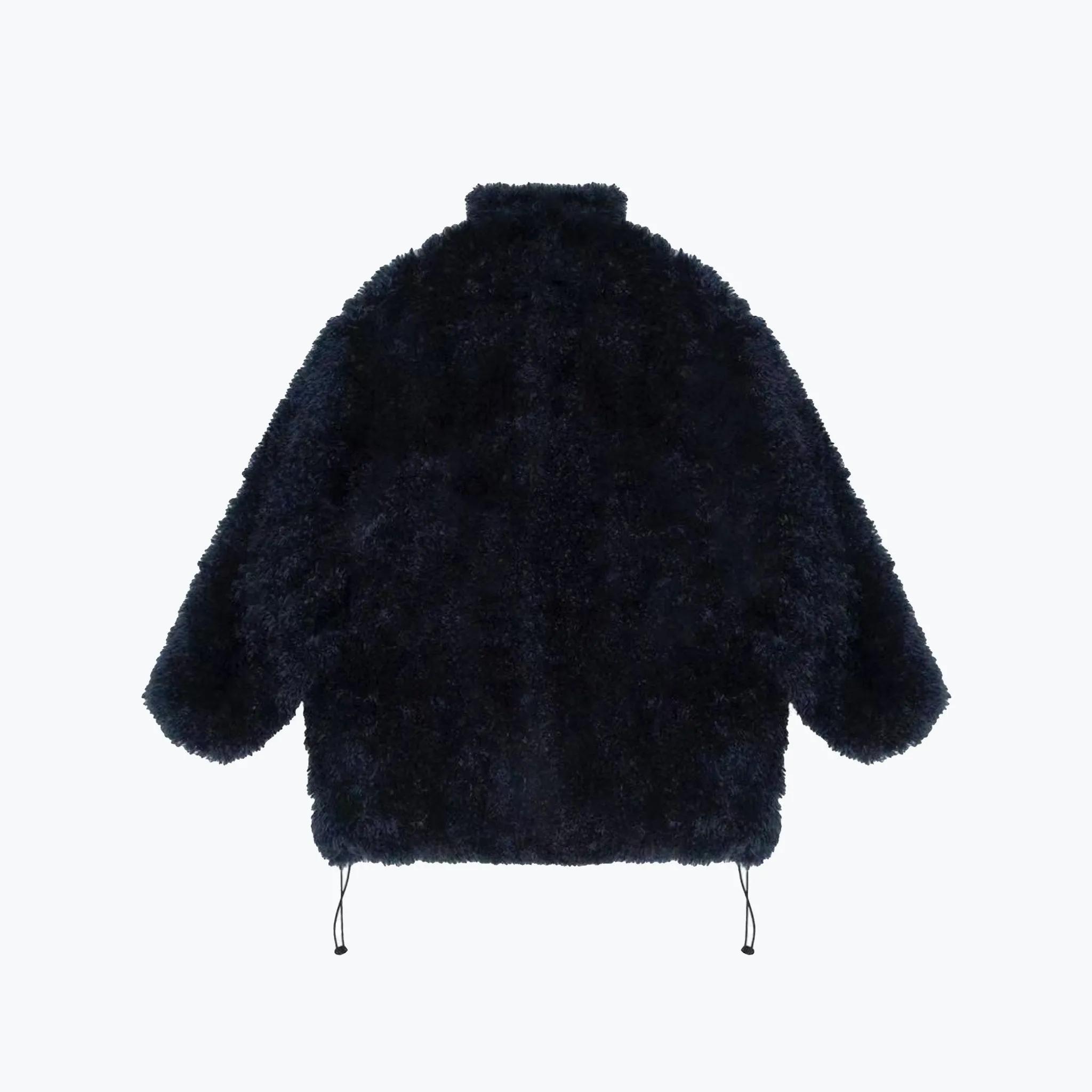 Navy Blue Oversized Fur Coat