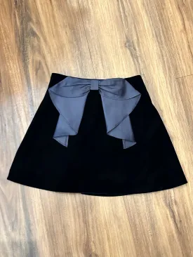Navy Velvet Skirt w/Bow
