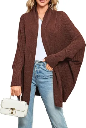 Pink Queen Cardigan Sweaters for Women Oversized Chunky Kimono Slouchy Wrap Batwing Sleeve Open Front Outwear Coat