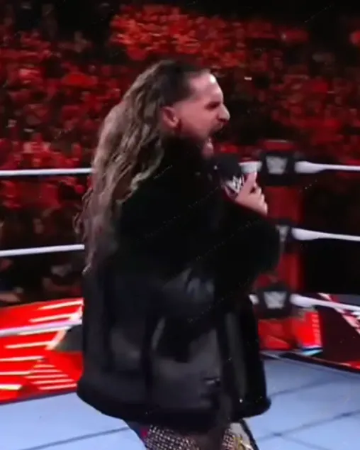 SETH ROLLINS WWE WAR GAMES FAUX SHEARLING REAL LEATHER JACKET